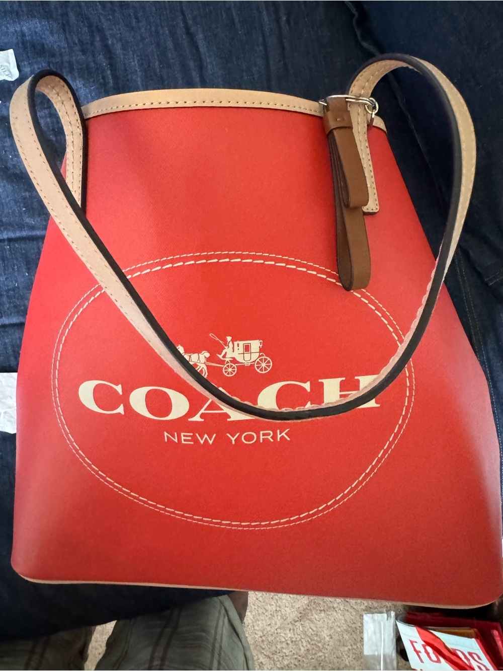Coach New York Red Tote with Tan Handles bundle deal - Picture 4 of 11